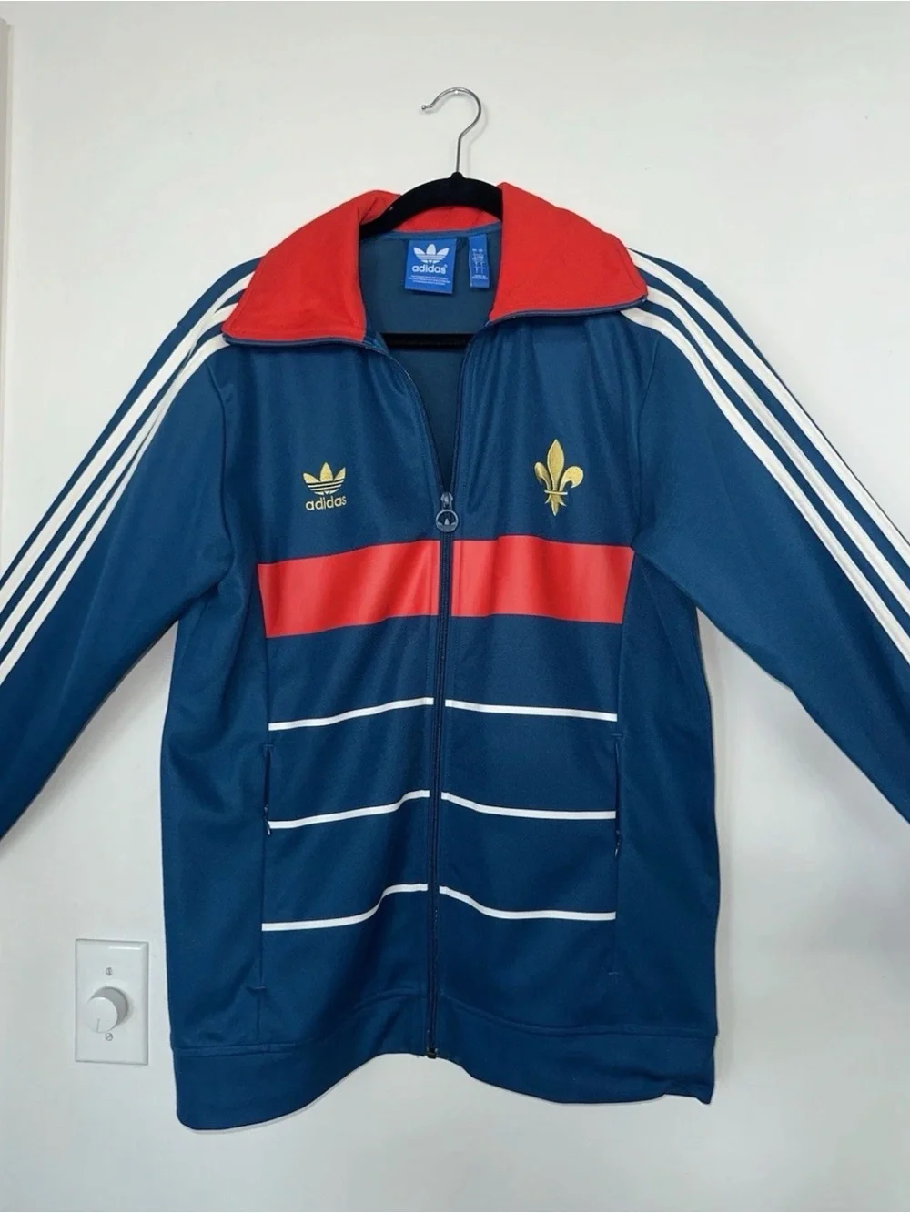 Retro Vintage Adidas Originals France Track Jacket Fleur-de-Lis, Size Large